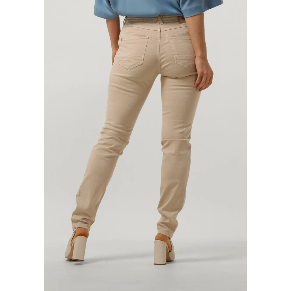 MOS MOSH Trendy Skinny Jeans met Gouden Accenten Beige Dames