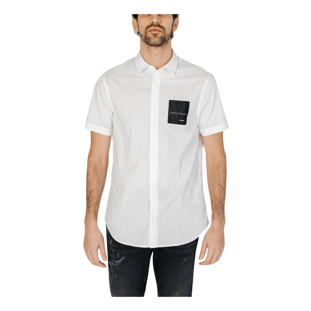 Armani Exchange Heren korte mouw overhemd White Heren