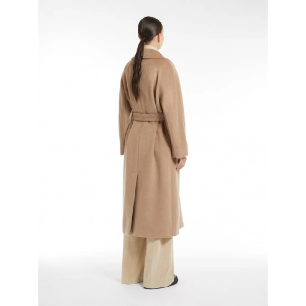 Max Mara Elegante Lange Wol Alpaca Jas Beige Dames