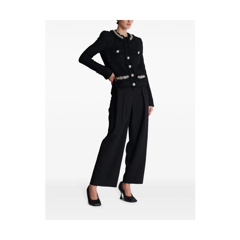 Balmain Geborduurde Tweed Jas Black Dames