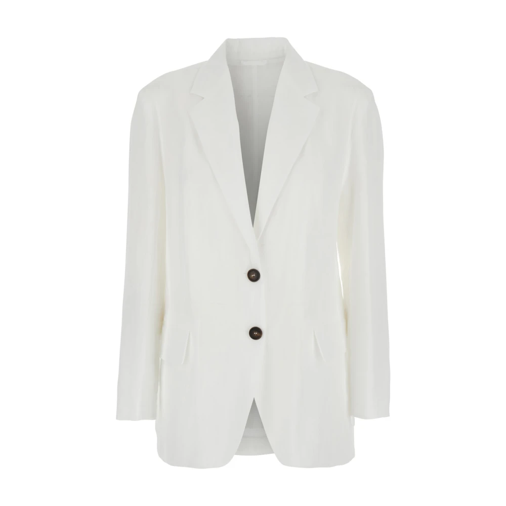 BRUNELLO CUCINELLI Witte Jas met Monil Detail White Dames