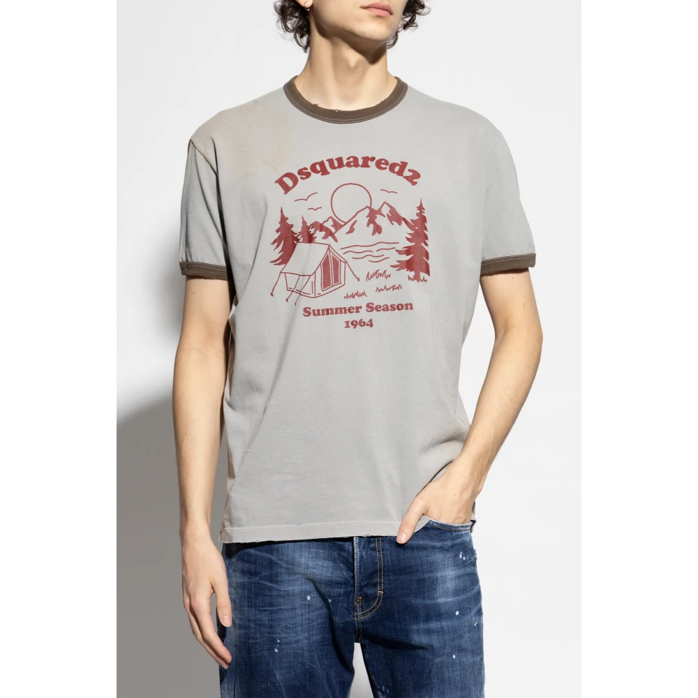 Dsquared2 T-shirt met logo Gray Heren