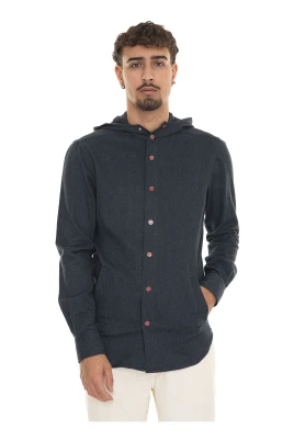 Hooded Shirt with Snap Buttons