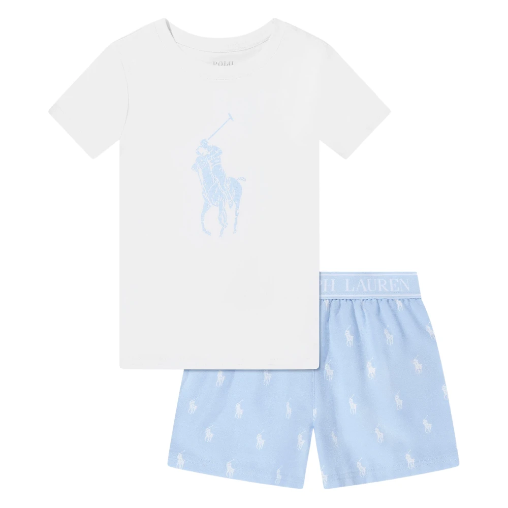 Ralph Lauren Blue Short Pyjama Set - Female - Kids Nightwear - 10 Y - Kids