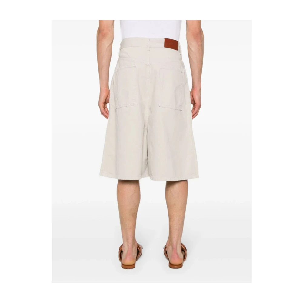 Studio Nicholson Wijde Denim Shorts in Dove Beige Heren