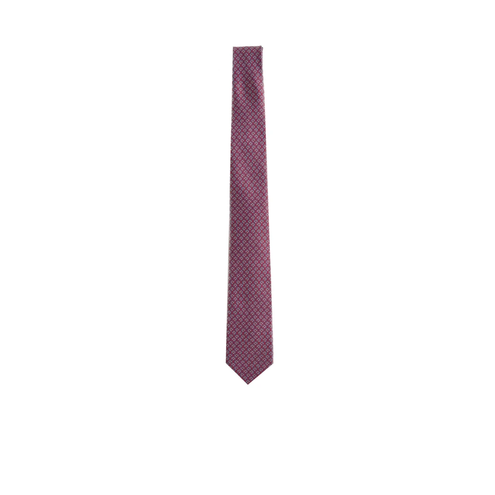 Salvatore Ferragamo Donkerrode Zijden Grafische Print Stropdas Pink Heren