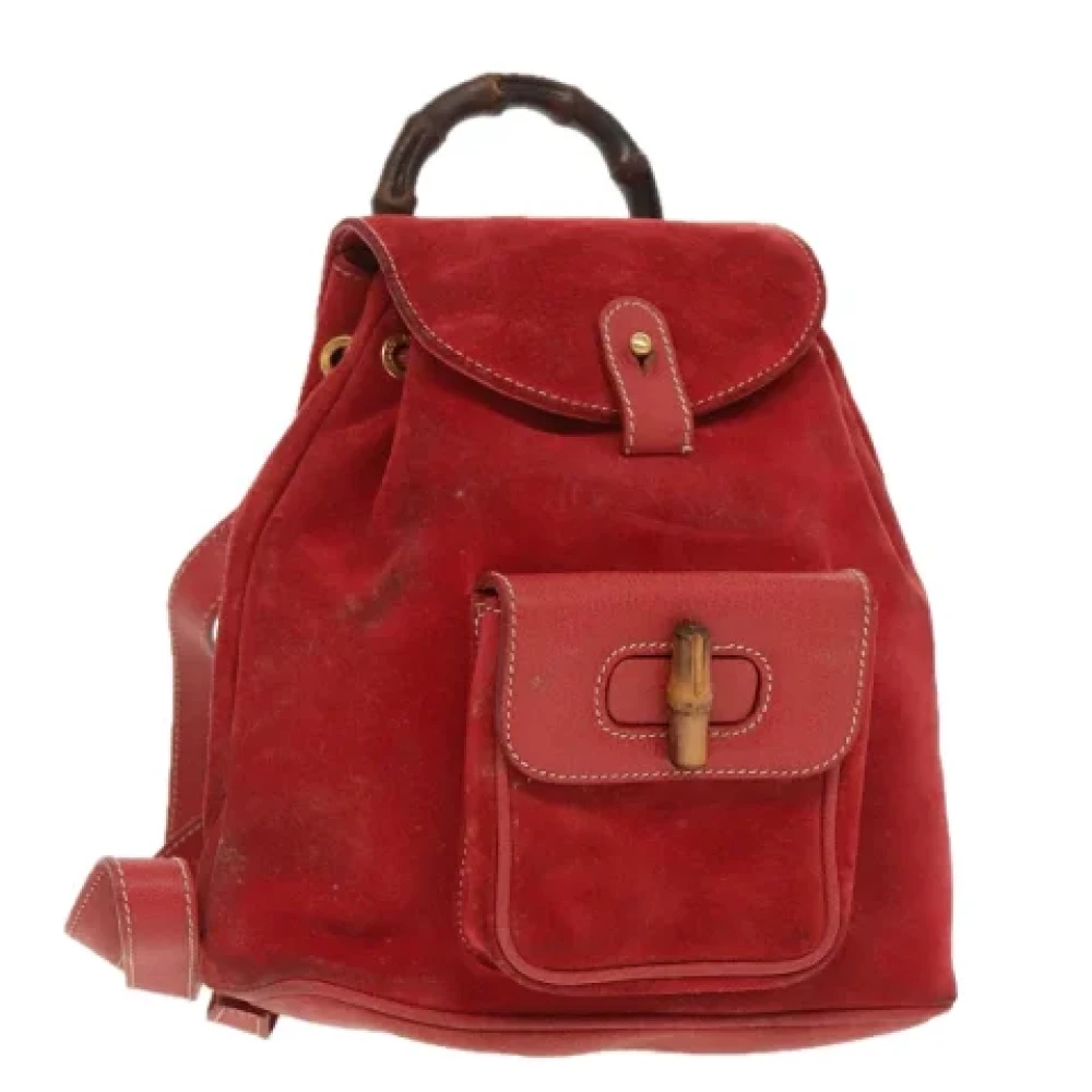 Gucci Vintage Pre-owned Suede backpacks Red Dames