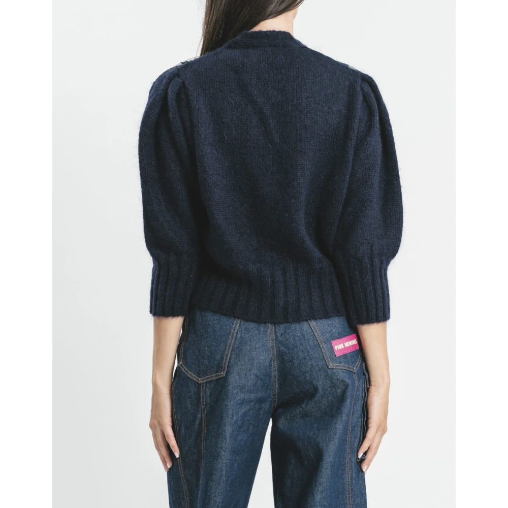 Pink Memories Mohair Vest met Kant Details Blue Dames