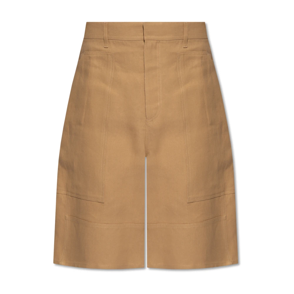 Fendi Men's Beige Shorts With Logo - Casual Shorts - L - Shorts