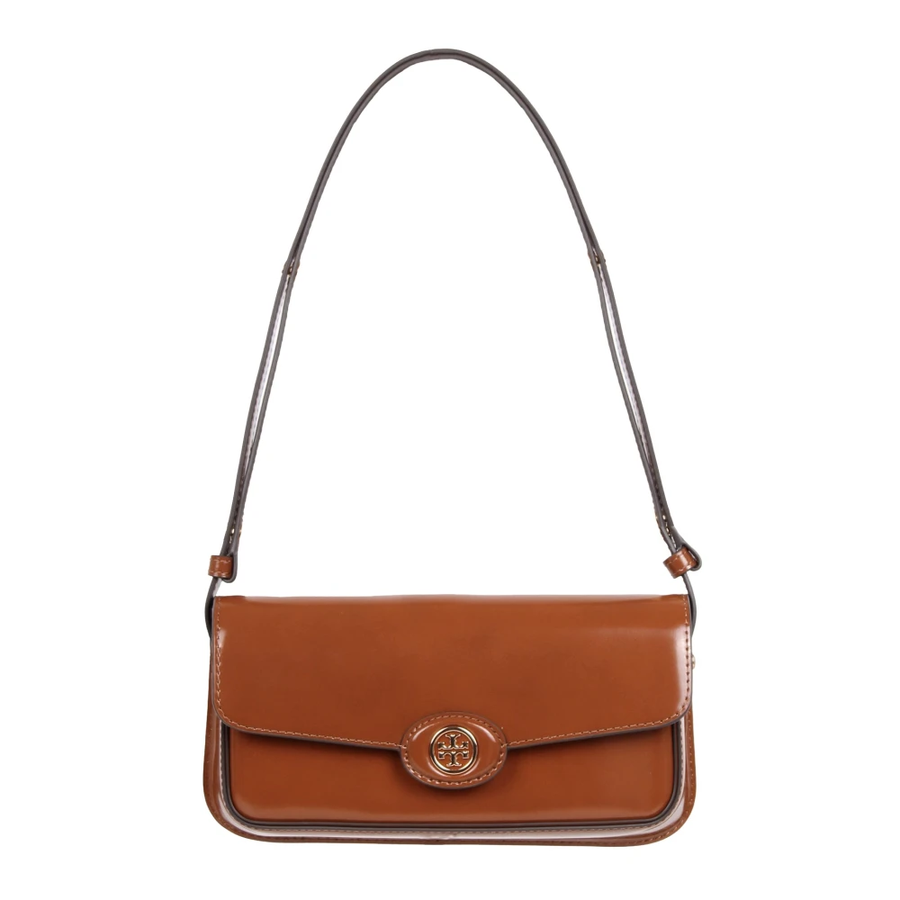 TORY BURCH Geborsteld leren schoudertas Brown Dames