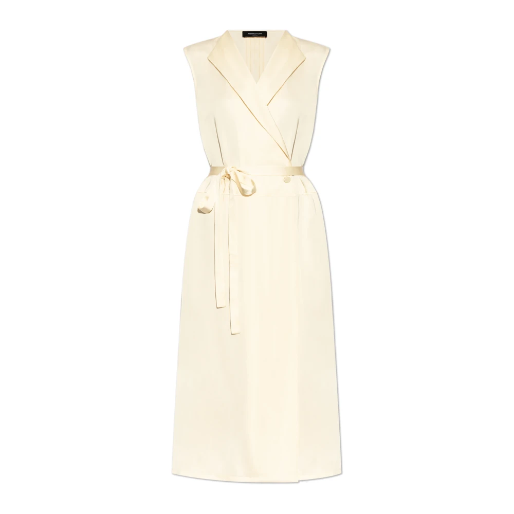 Fabiana Filippi Satijnen jurk met taille riem Beige Dames