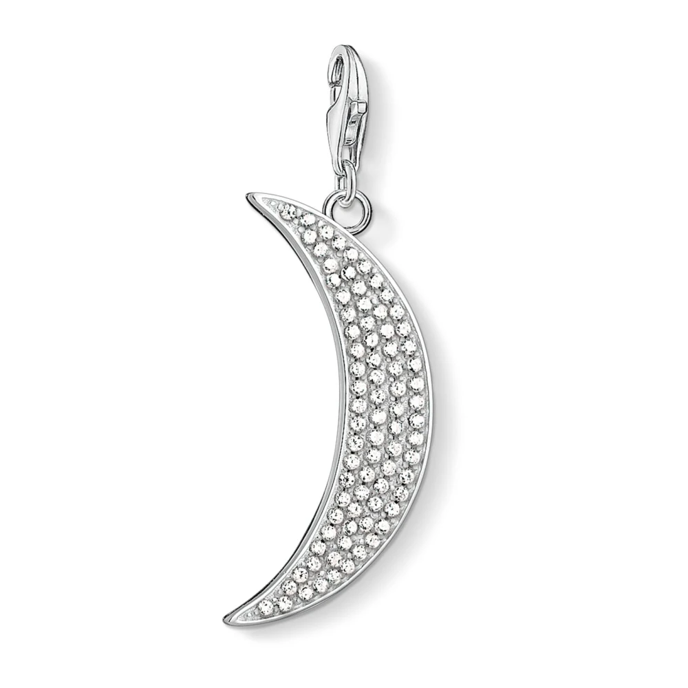Thomas Sabo Women's Gray Moon Pavé Charm Pendant - Jewellery - One Size - Accessories