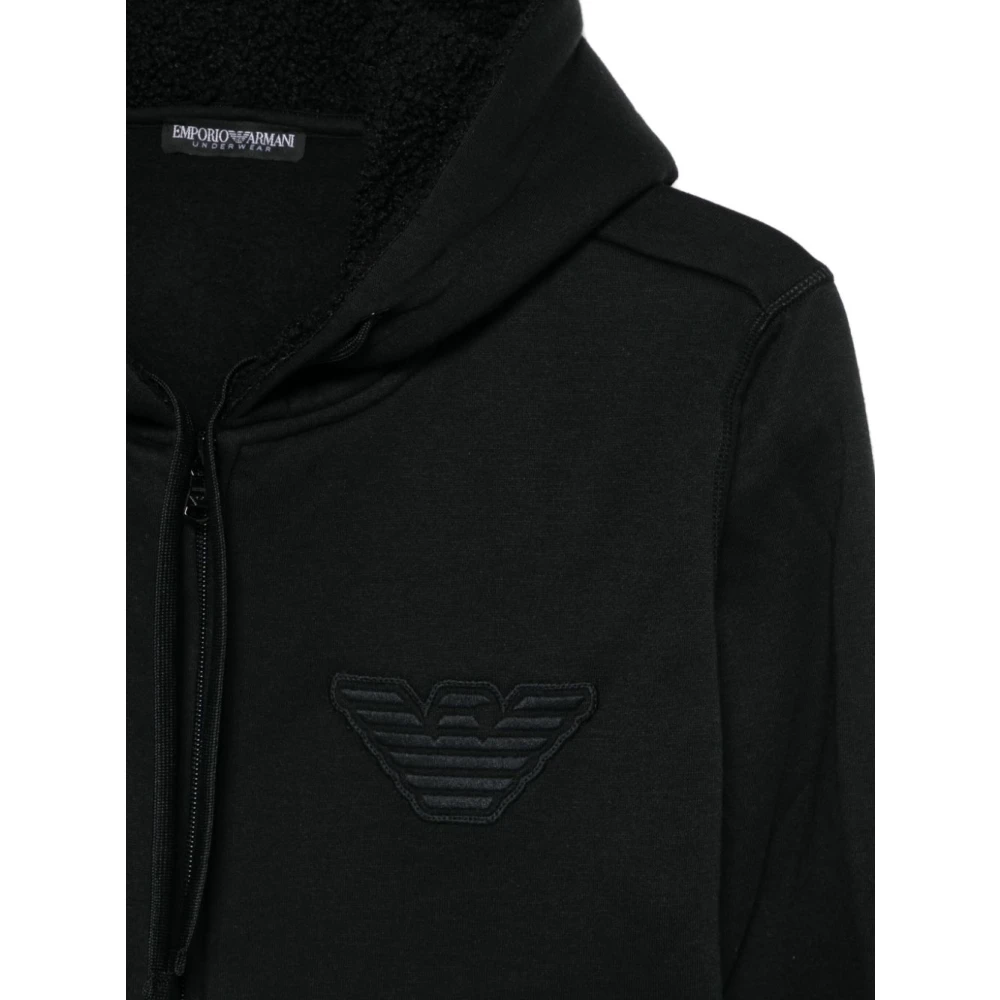 Emporio Armani Zwarte rits trui met capuchon Black Dames