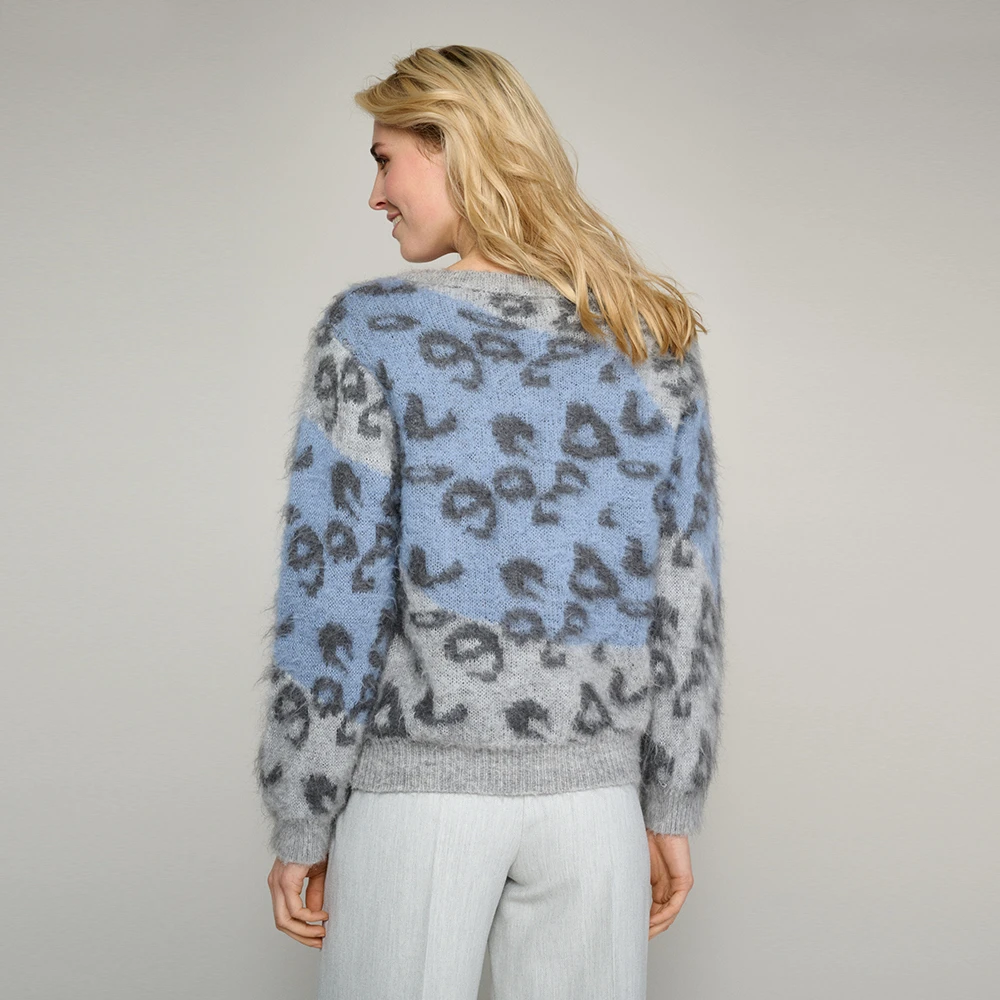 Marie Méro Blauwe dierenprint trui Blue Dames
