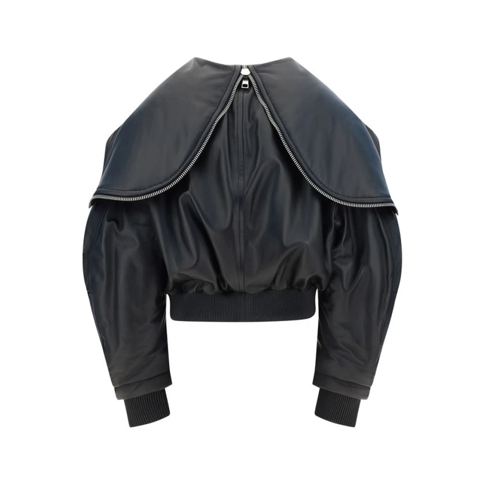 The Attico Faux Fur Bomberjack Black Dames