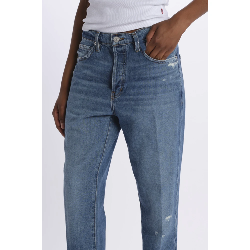 Frame Blauwe Denim Straight Leg Broek Blue Dames