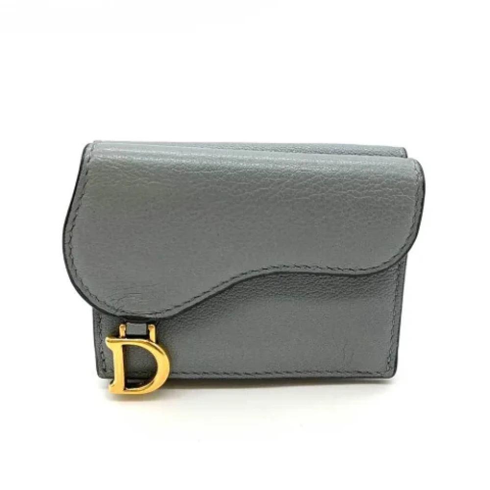 Dior Vintage Pre-owned Leather wallets Gray Dames