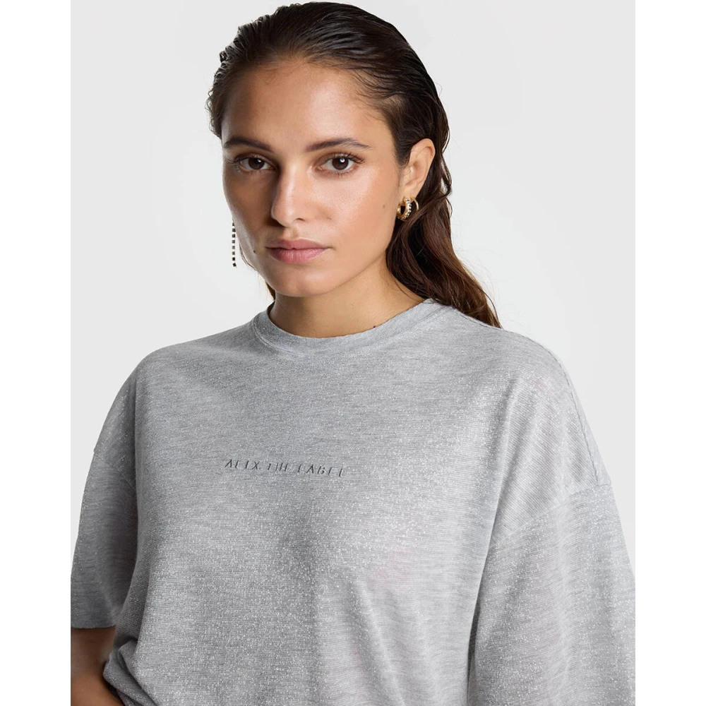 Alix The Label Doorschijnend Print T-Shirt Gray Dames