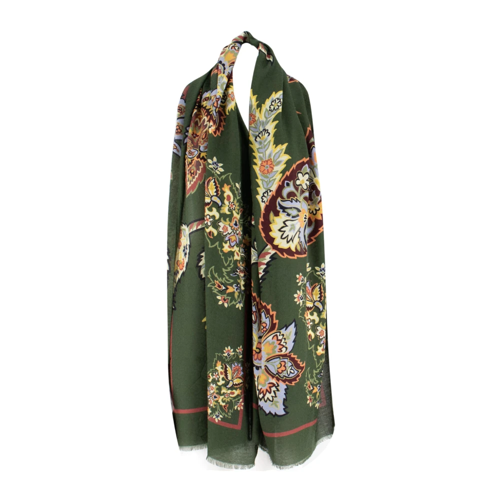 ETRO Bloemenpatroon sjaal voor elegante outfits Green Dames