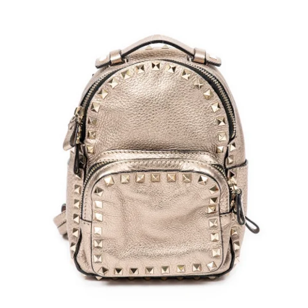 Valentino Vintage Pre-owned Leather backpacks Gray Dames