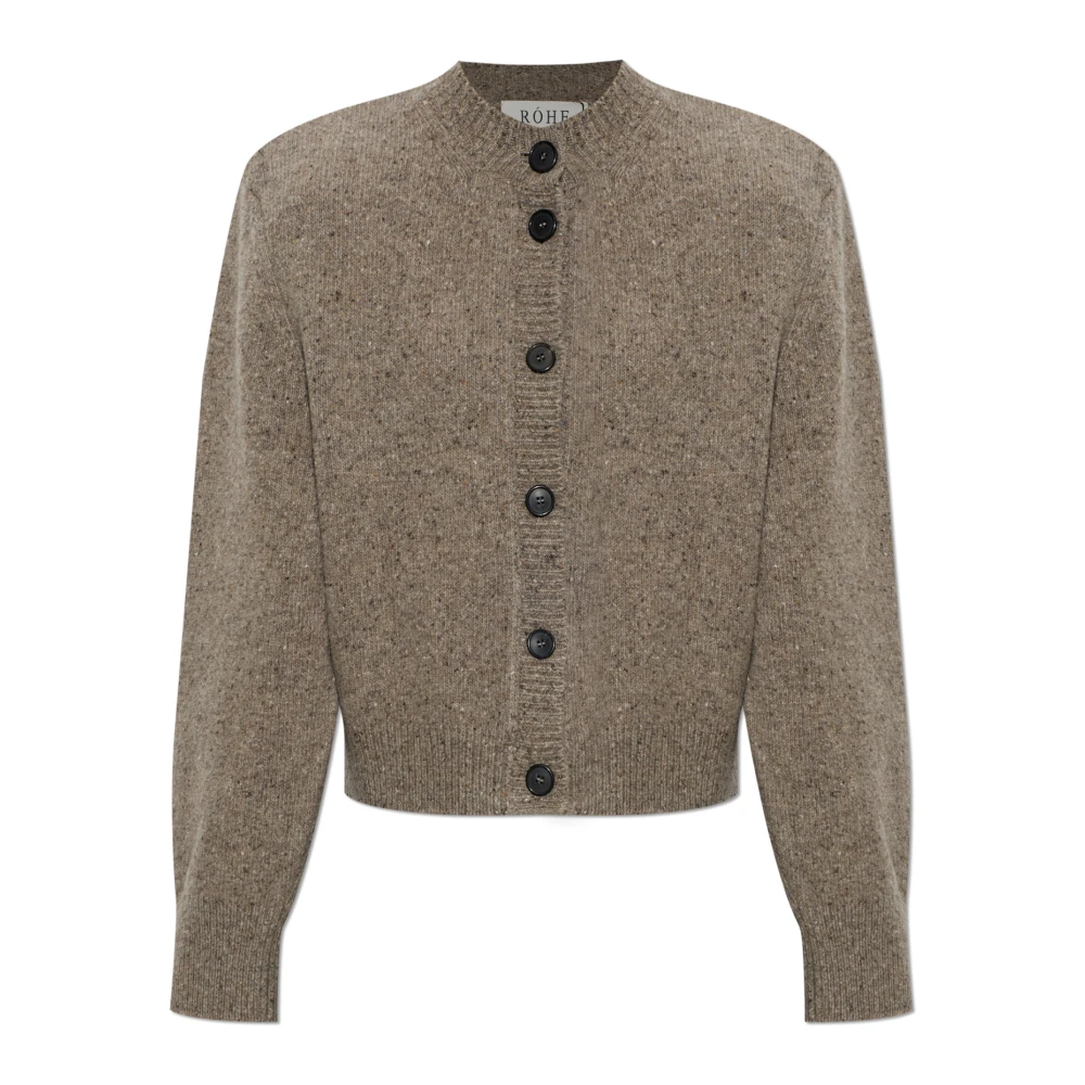 Róhe Cardigan With Shoulder Pads - Female - Cardigans - Gray - L - Knitwear