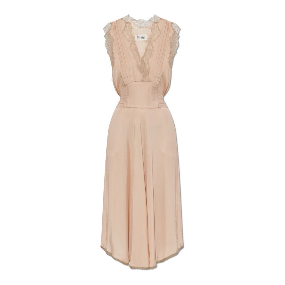 Maison Margiela Donna Rosa - Abito Midi Con Bordi In Pizzo - Dresses - S