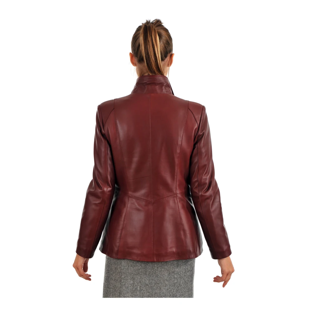 La Canadienne Rode Getailleerde Leren Jas Eco-Vriendelijk Red Dames