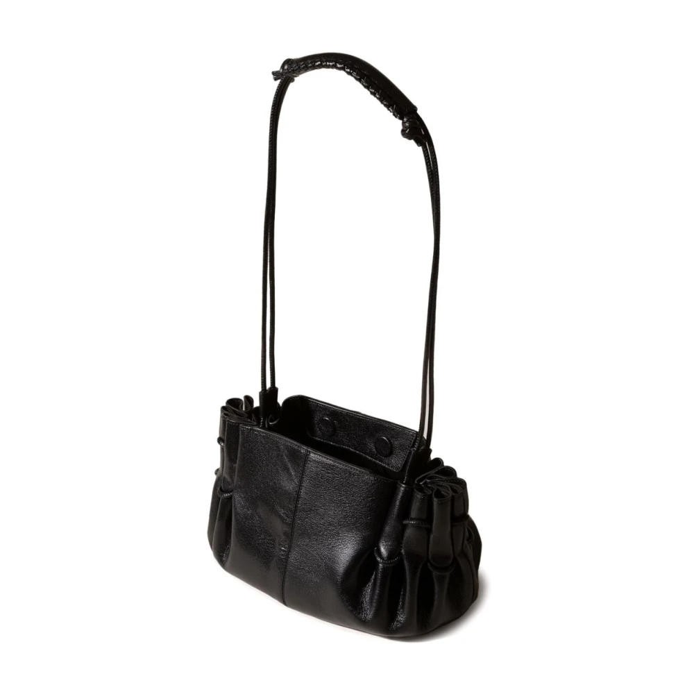 Hereu Zwarte Schoudertas met Knoopdetail Black Dames