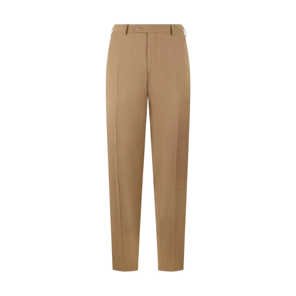 Brooks Brothers Beige Straight Trousers, Male, W42, Virgin Wool Plain Trousers