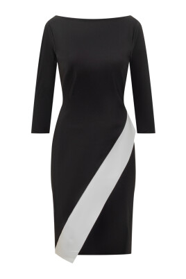 robe-midi-noire-avec-volant-contraste