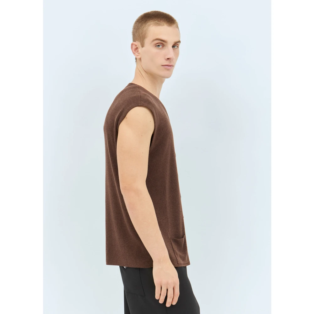 The Row Linnen Zijde Blend Gebreid Vest Brown Heren