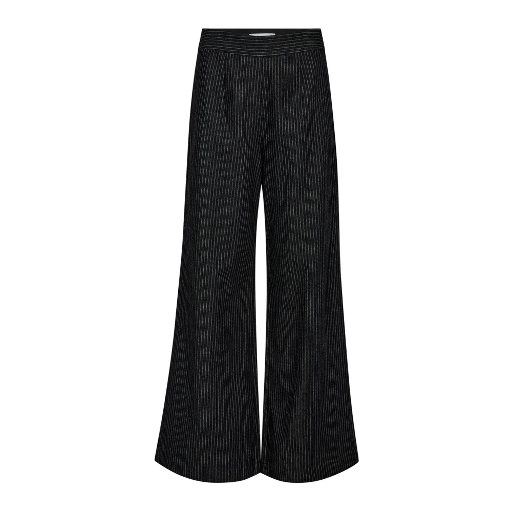 Co'Couture Wijde Pinstripe Denim Broek Black Dames