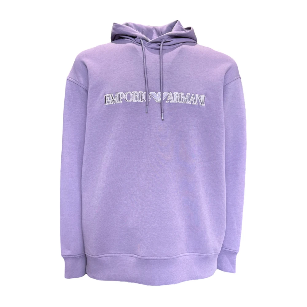 Emporio Armani Paarse hoodie met logo lettering Purple Heren