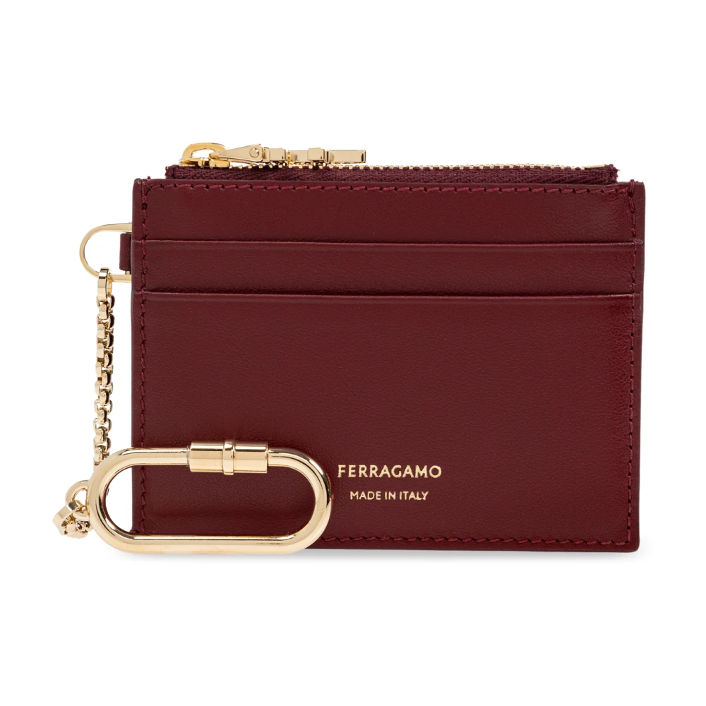 Salvatore Ferragamo Leren kaarthouder met sleutelhanger Red Dames