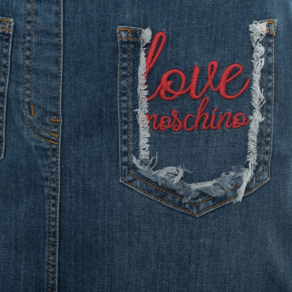 Moschino Logo Ritsjurk voor Moderne Vrouw Blue Dames