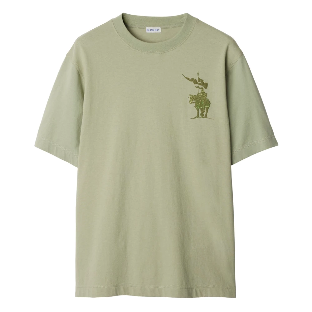 Burberry Groene T-shirt met Equestrian Knight Design Green Heren