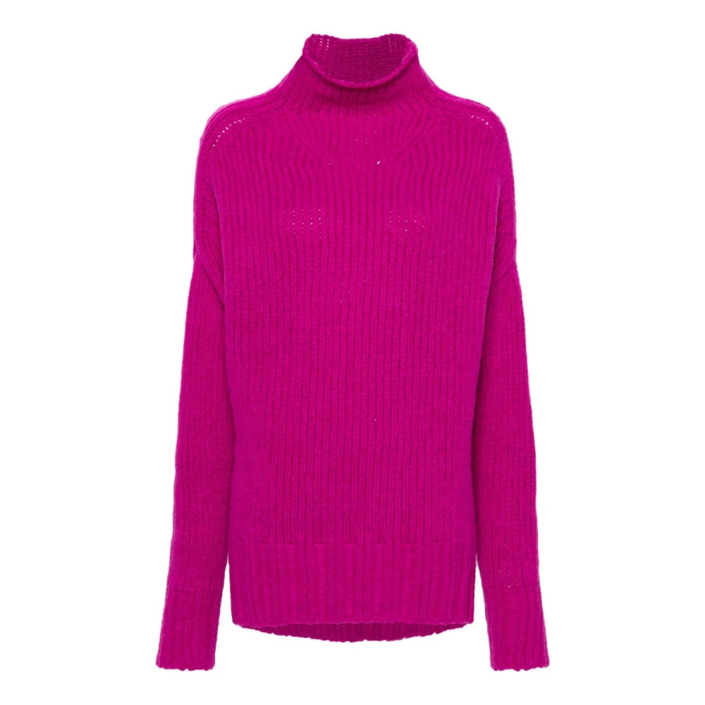 Lanvin Fuchsia Gebreide Hoge Hals Sweater Pink Dames