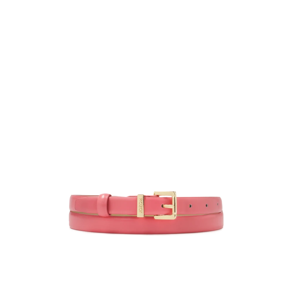 Kazar Smalle leren band in koraalkleur Pink Dames