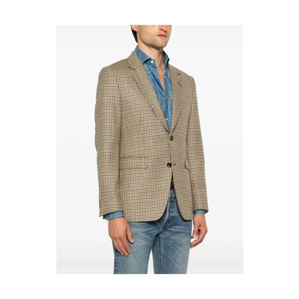 Reveres 1949 Wollen Houndstooth Jas Beige Heren