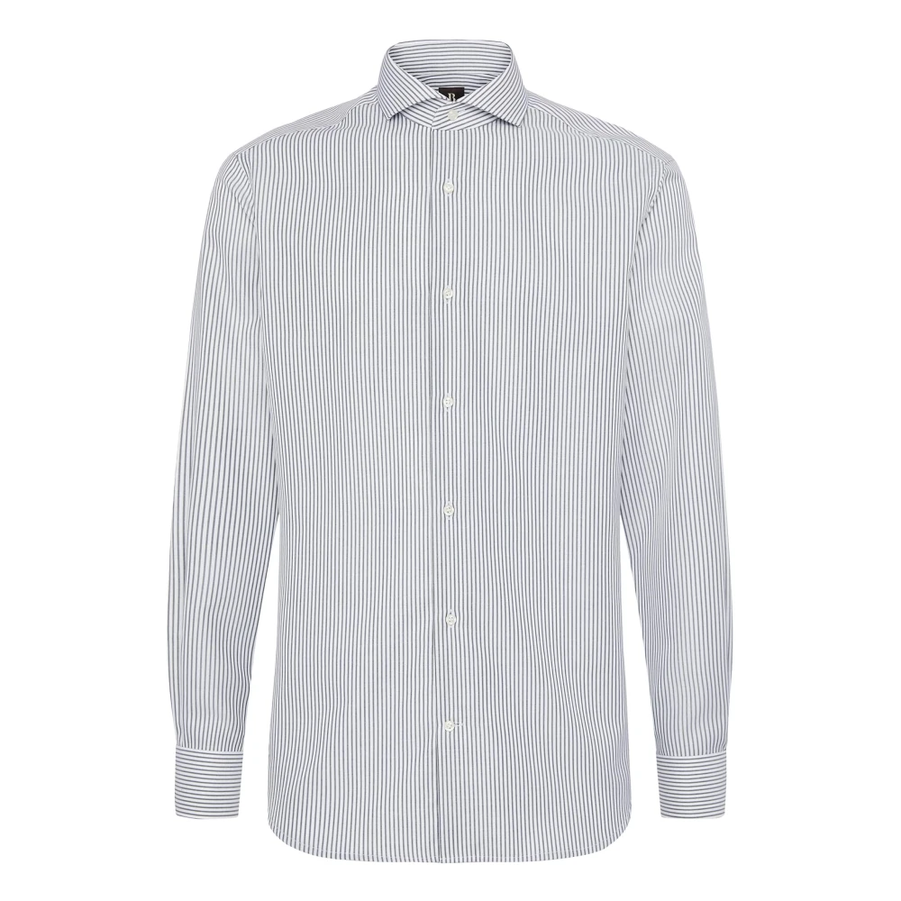 Boggi Milano Ultimate NON Iron Slim Fit Gestreept Overhemd van Katoenen Twill Multicolor Heren
