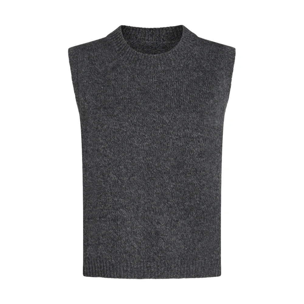 Maison Margiela Donkergrijze Wollen Gebreide Vest Gray Dames