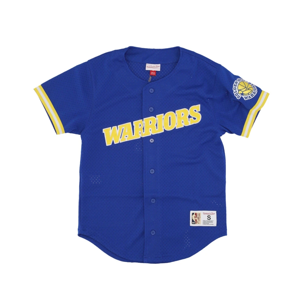 Mitchell & Ness NBA On the Clock Mesh Button Shirt Blue Heren