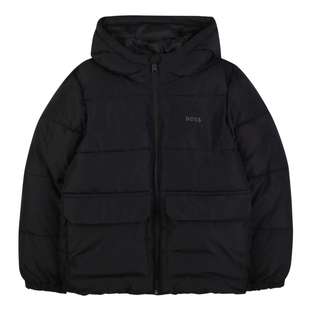 Hugo Boys Black Winter Jackets, 6 Y, Quilted Coat With Hood