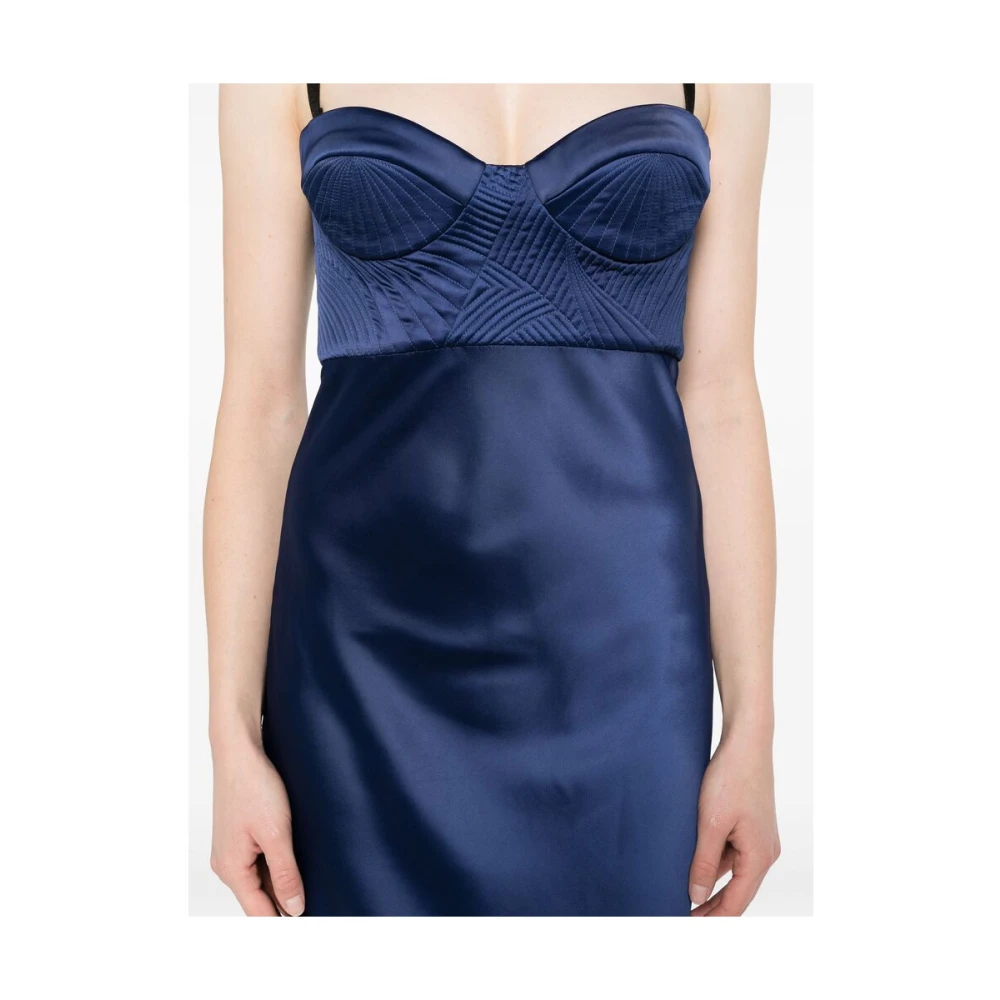 Anna October Navy Blue Matelassé Jurk met Bandjes Blue Dames