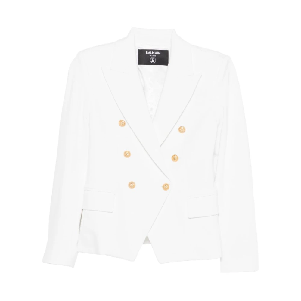 Balmain Girls White Double-Breasted Blazer - Light Jackets - 12 Y - Kids