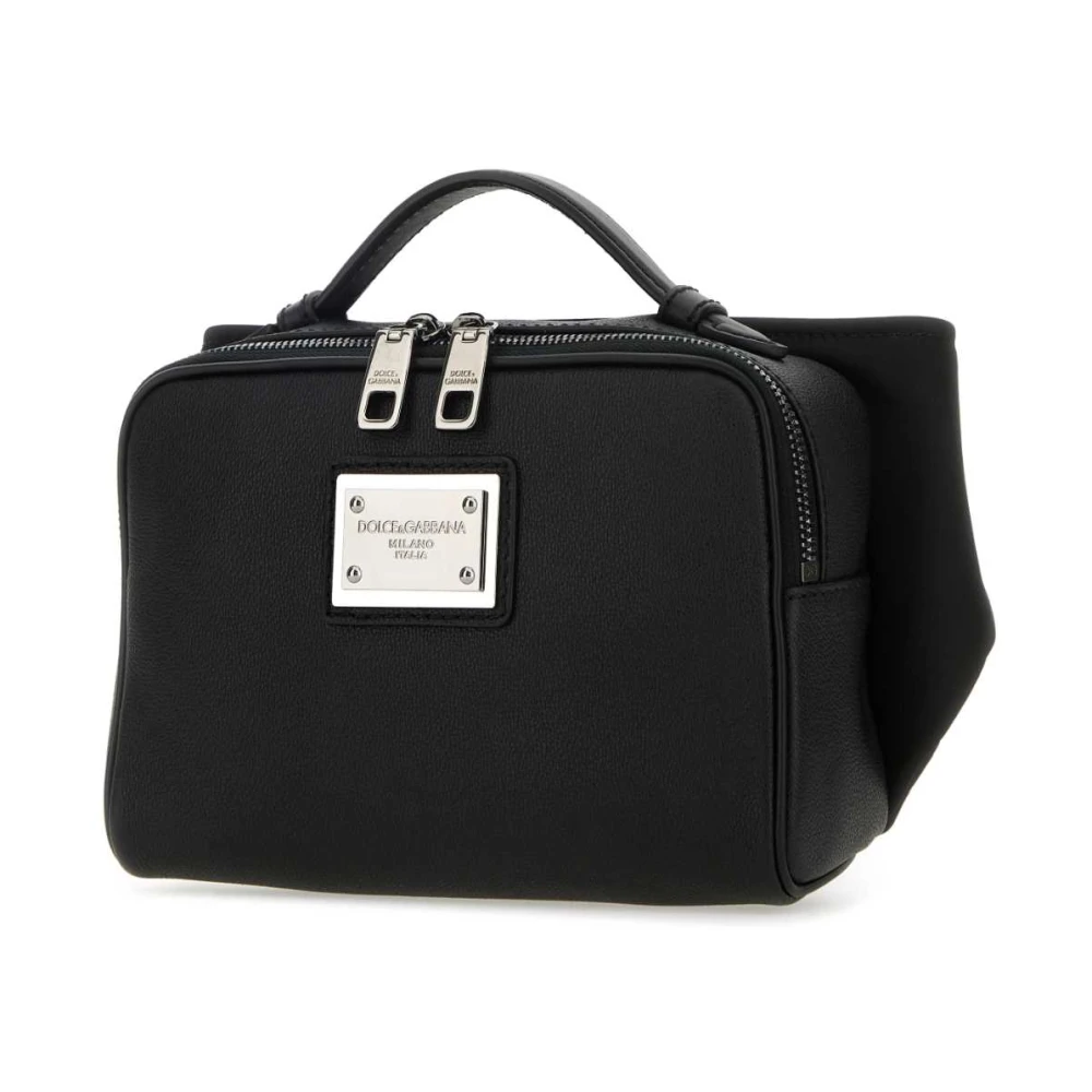 Dolce & Gabbana Stijlvolle Zwarte Leren Heuptas Black Heren