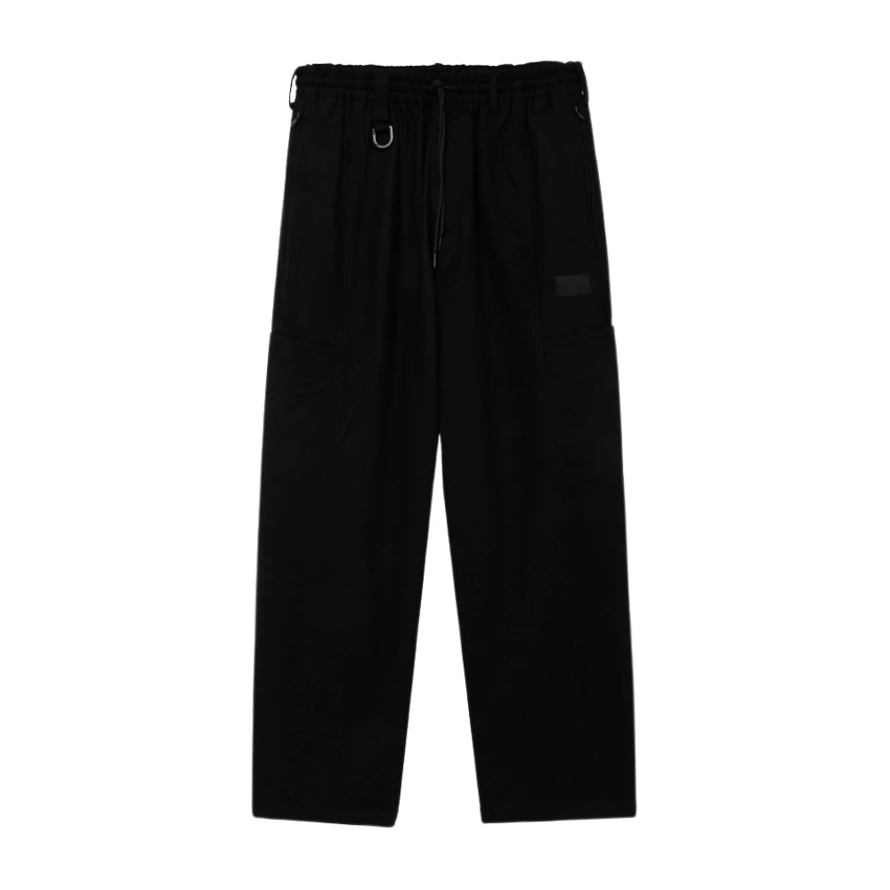 Y-3 Hoge taille broek van flanel en wolmix Black Dames