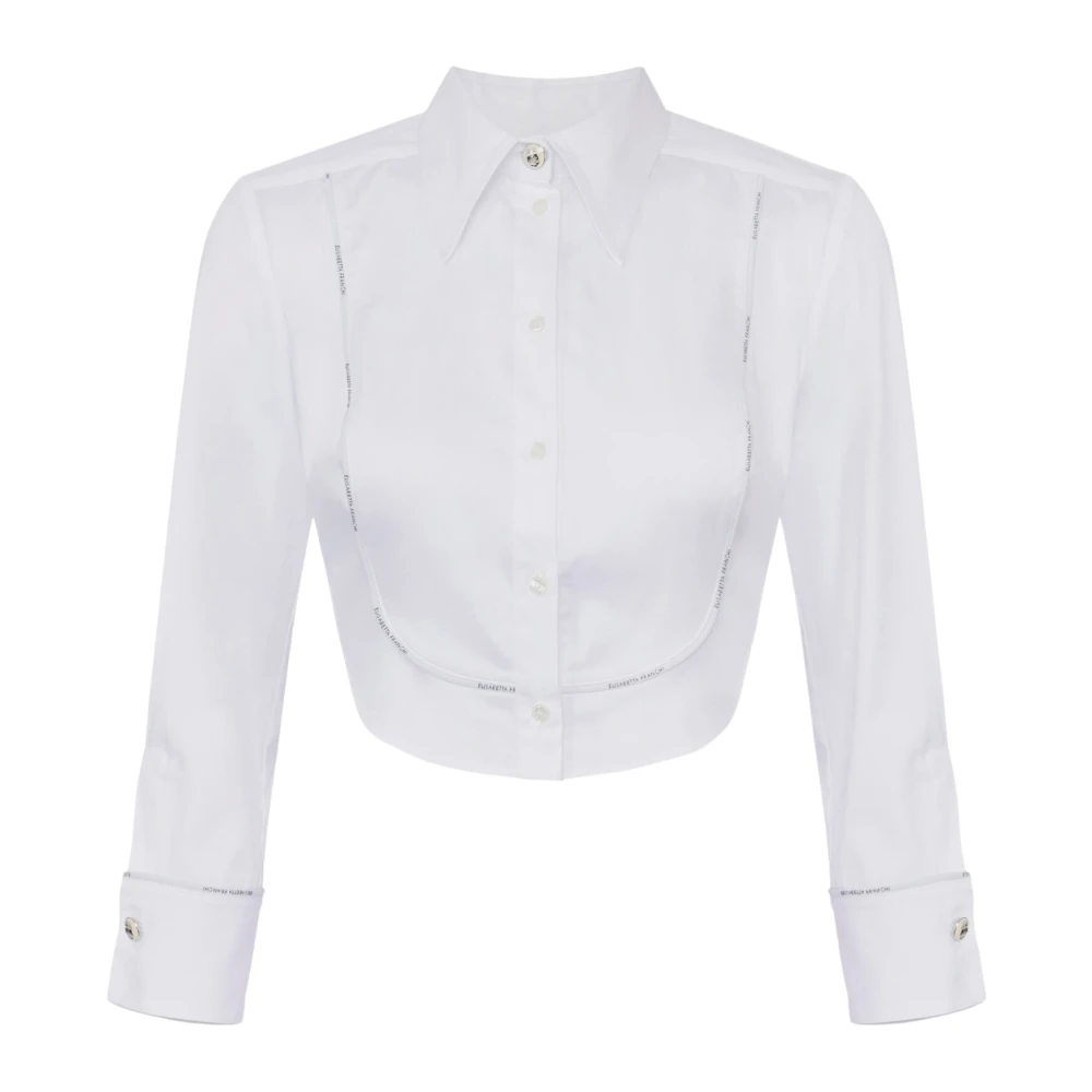 Elisabetta Franchi Elastische popeline overhemd met logo White Dames