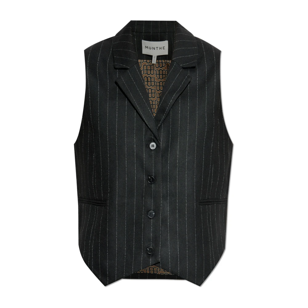 Munthe Elegante Vest met Nadelstrepen Black Dames