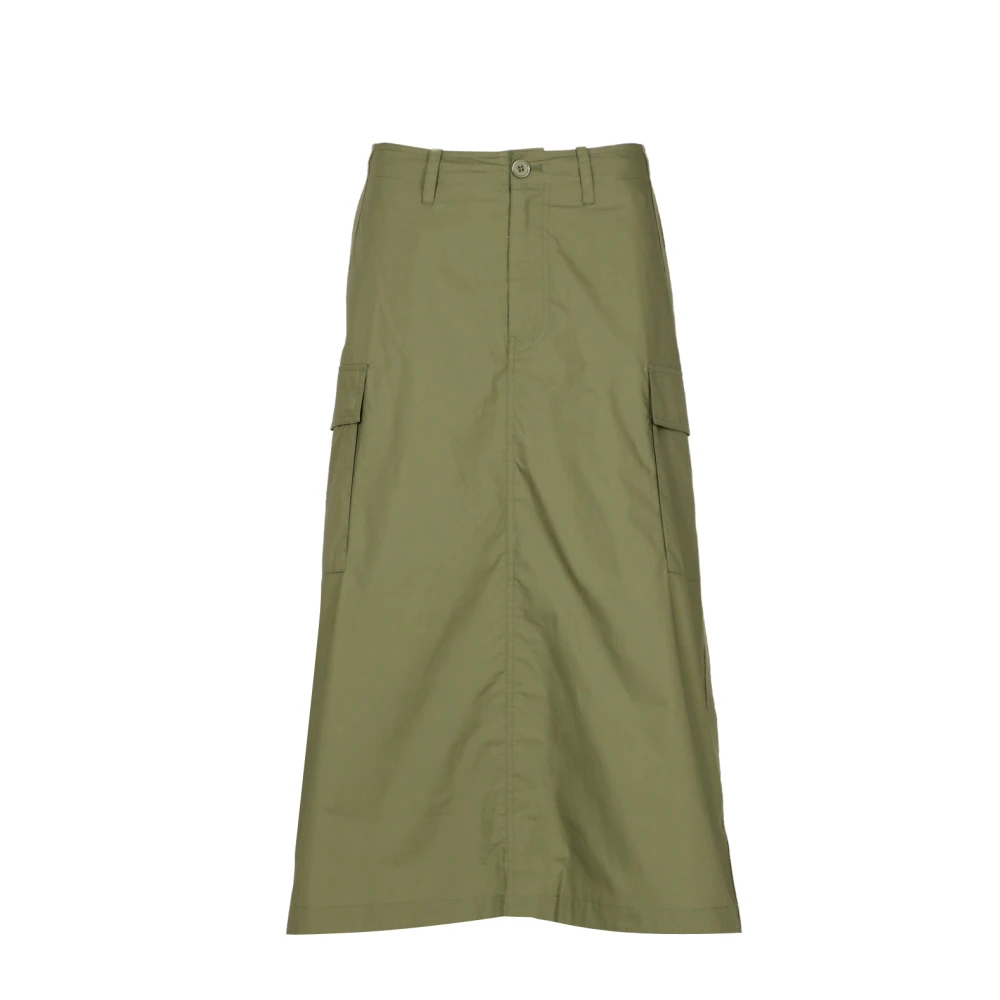 Blauer Groene hoge taille katoenen rok met zakken Green Dames